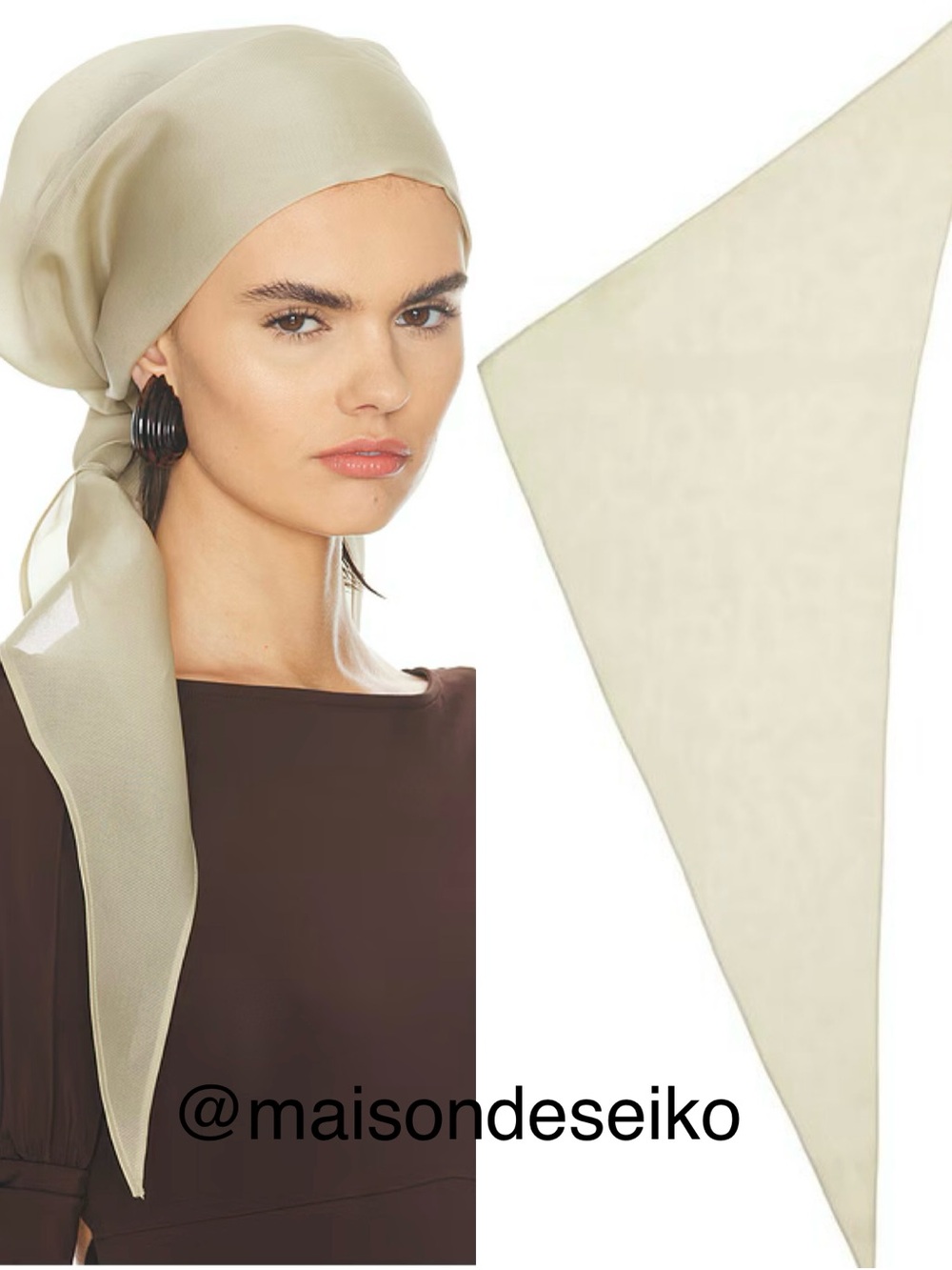NEW Helsa 100% Silk Gazar Scarf Headscarf Handkerchief Stone Beige